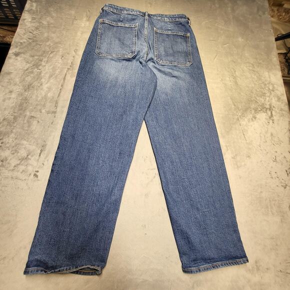 Old Navy Jeans Womens 12 Blue High-Rise Loose Utility Carpenter Straight Denim - Picture 9 of 10